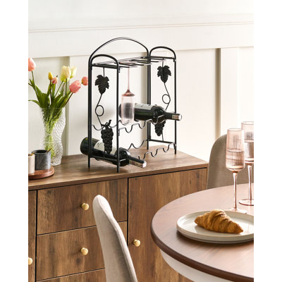 8 Bottle Open Shelving Wine Bottle Rack Black