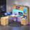 Bureau d'ordinateur en coin 67 po x 65 po en L avec huche