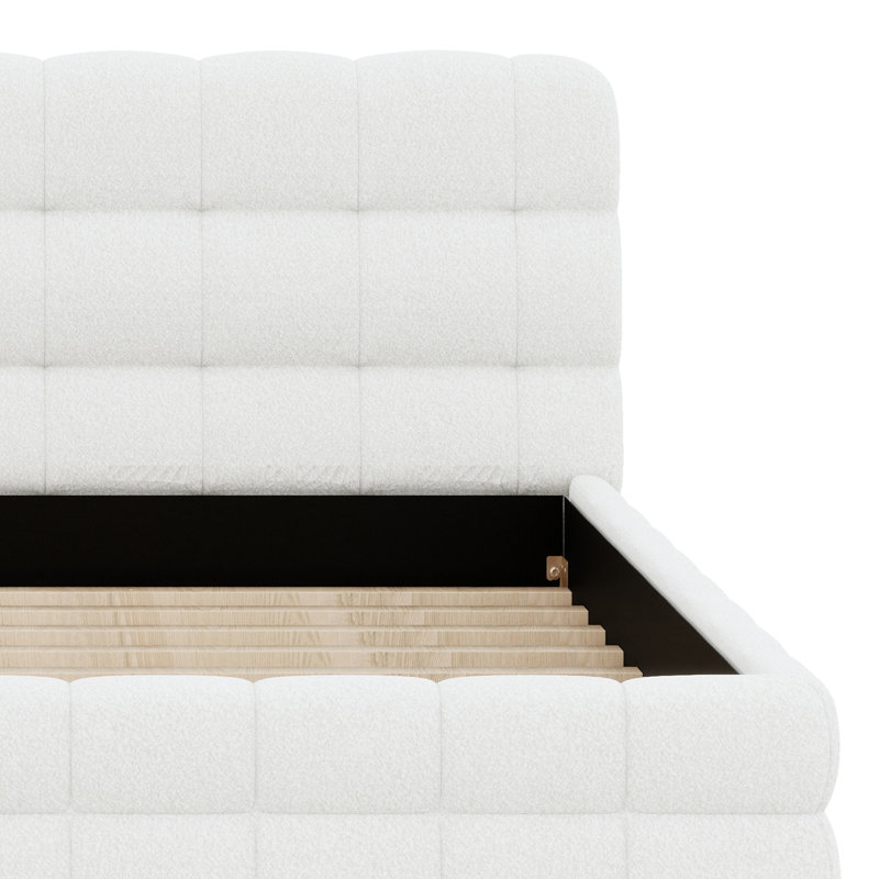 Lit plateforme tapissier Contemporary, Blanc