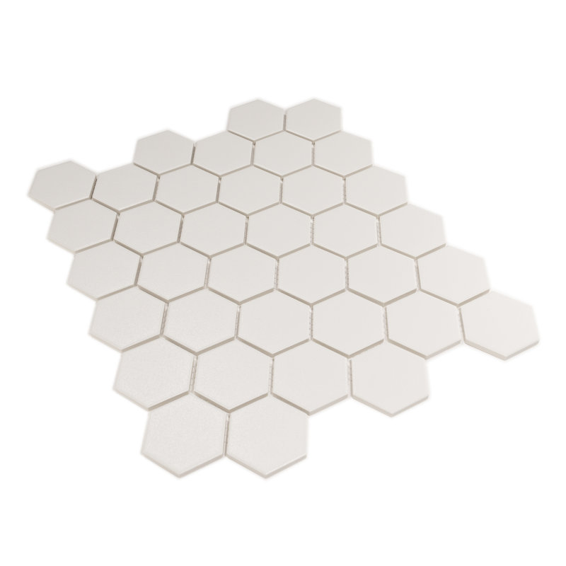 Sage 2" x 2" Hexagon Porcelain Matte Mosaic Tile, White
