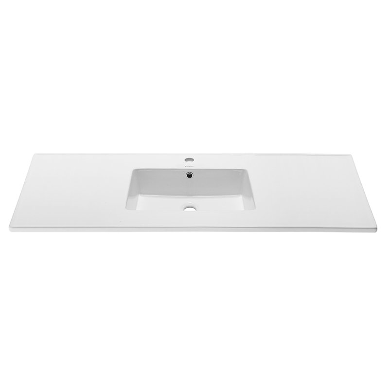 Voltaire 49" Glossy White Ceramic Vanity Top with Single Basin