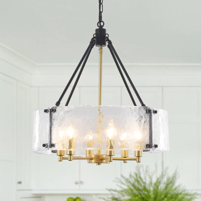 Lustre cylindrique moderne à 6 lumières avec abat-jour en verre 19,69 po à intensité variable