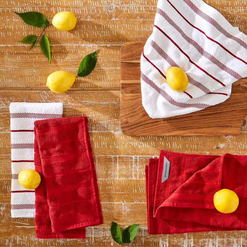Albany Kitchen Towel 4-Pack Set, 16", Passion Red