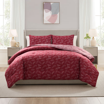Reversible Botanical Comforter Set, Soft Microfiber, 3 Piece All-Season Bedding Set