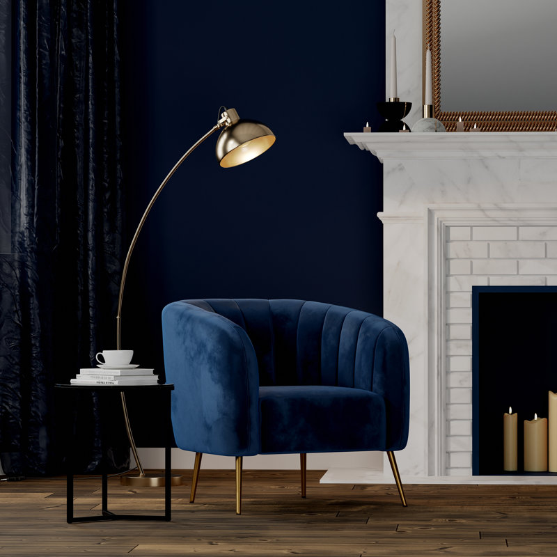 Fauteuil demi-tonneau Samouri, Velours bleu marine