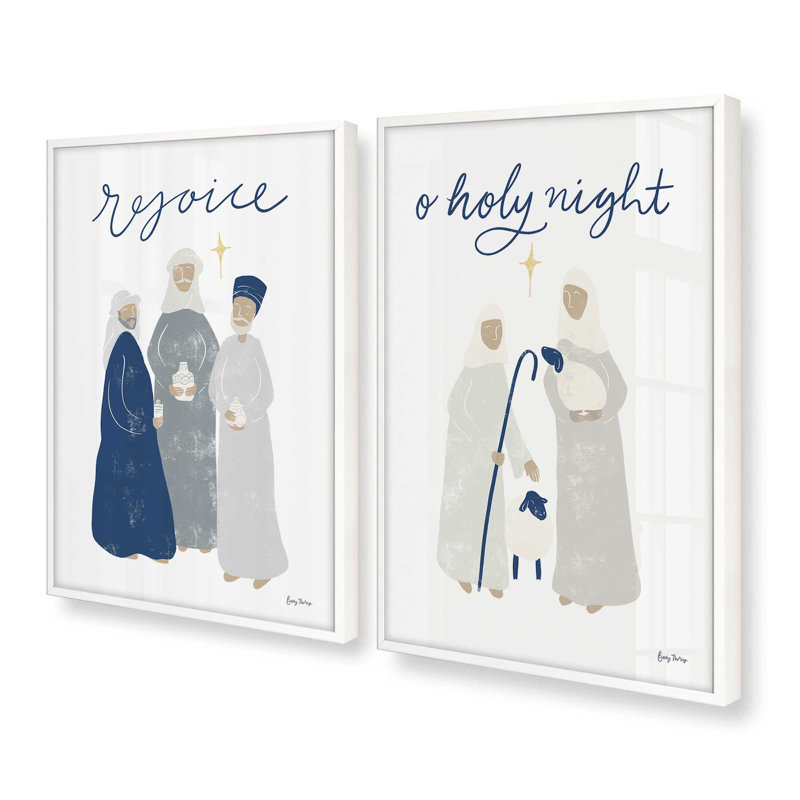Bethlehem's Glow II, ensemble de 2 reproductions d'art, 16 po x 12 po, Blanc opaque