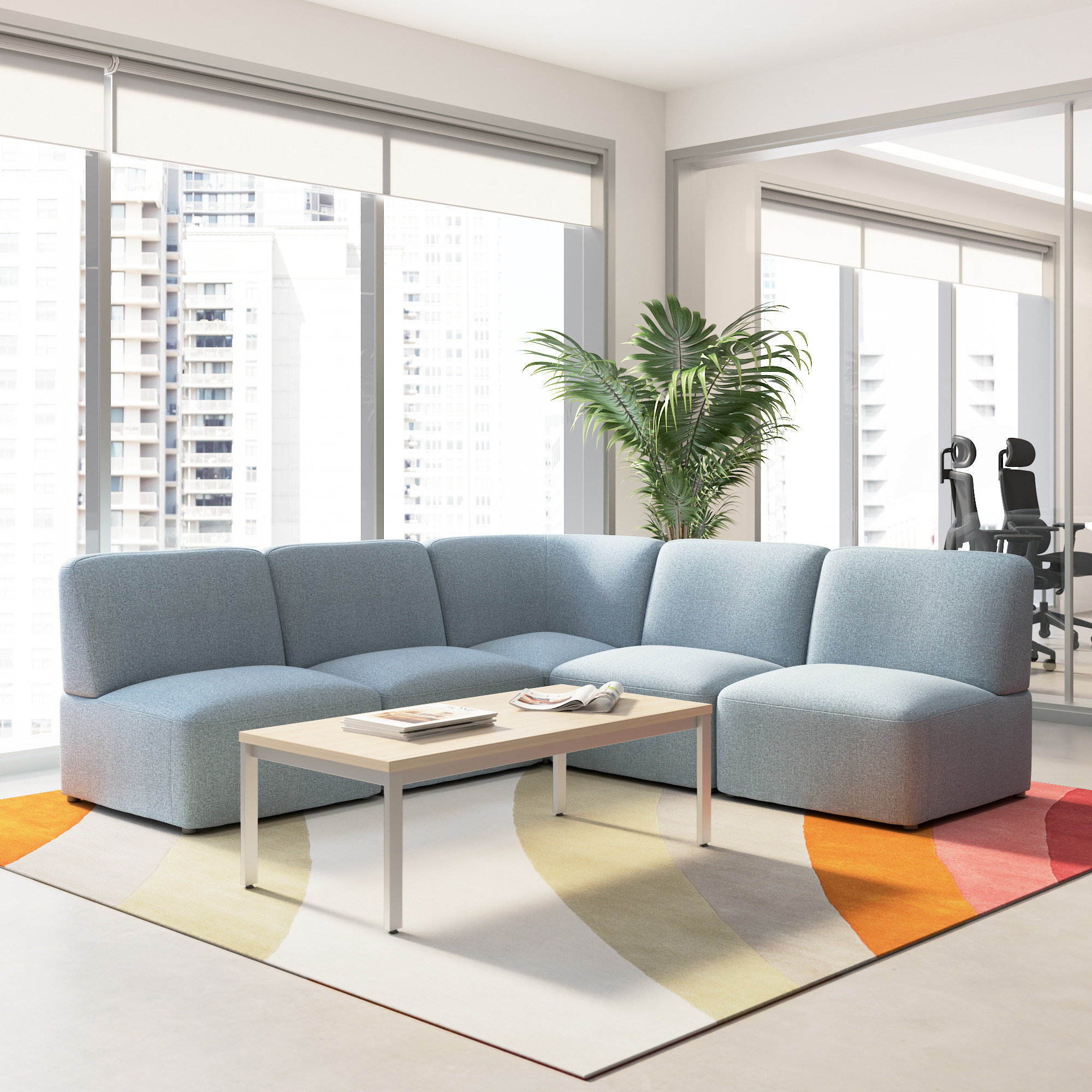 Bush Business Furniture Assemble Modular 5 Seater L Shaped Sectional