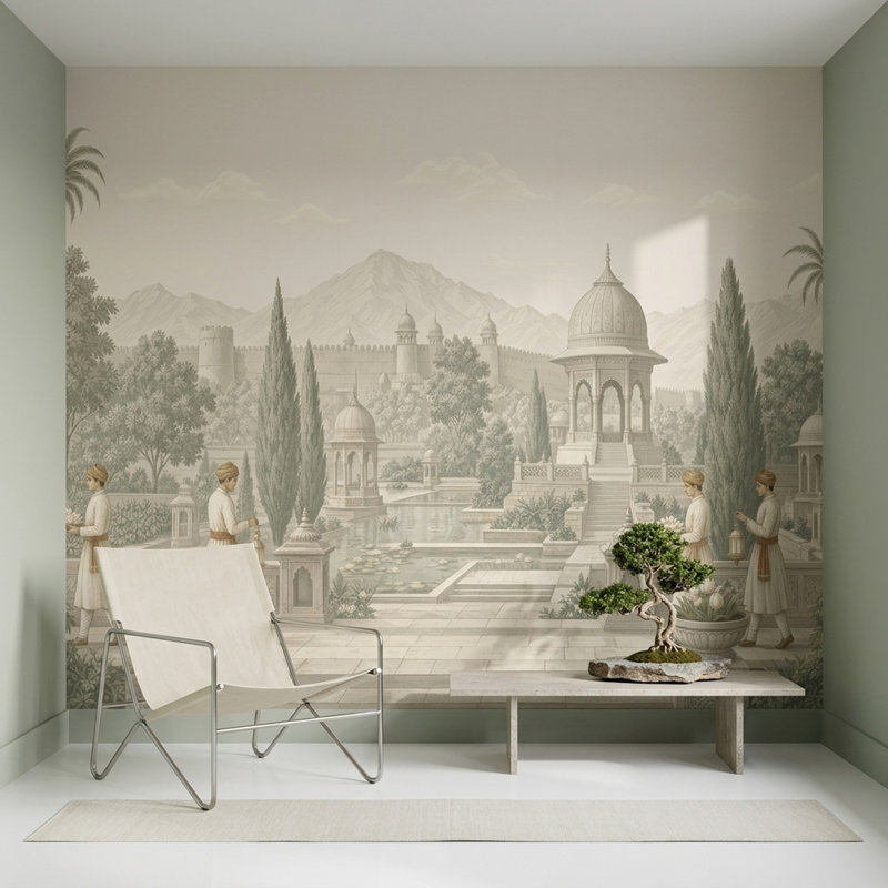 Décoration murale mughal, 100 po x 96 po, Non-Woven Nonpasted