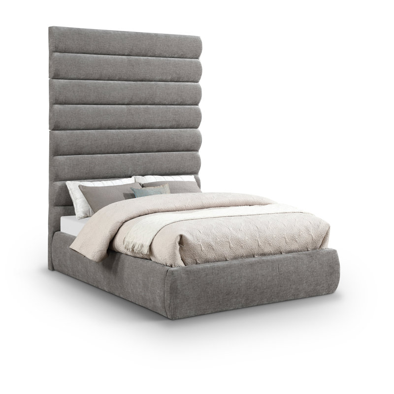 Lit en tissu Adam, Lit double, Gris, Chenille Fabric