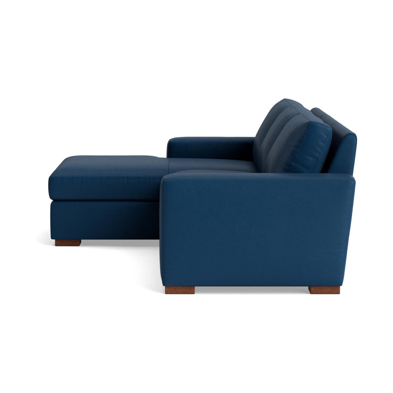 Couch Potato Chaise Sectional, Left Hand Facing, Leather - Deep Blue