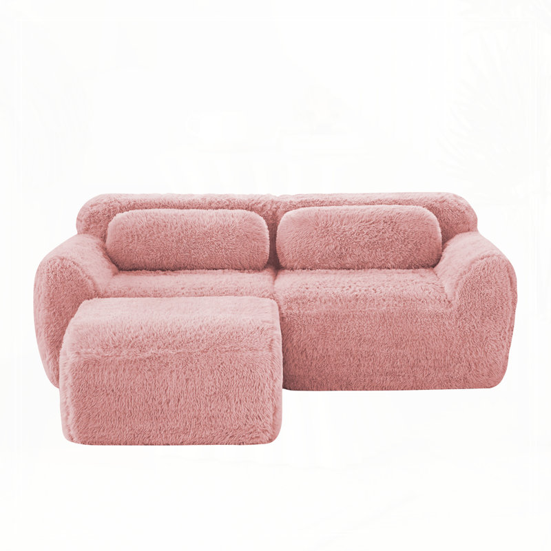 Canapé modulaire à 2 places pour canapé modulaire, aucun assemblage requis, Rose