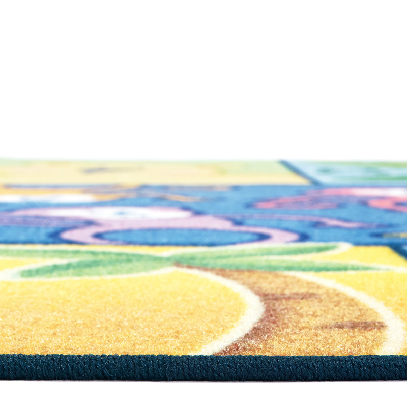 Tapis touffeté vert / jaune / bleu Pixel Perfect ™, Rectangle 6 pi x 9 pi