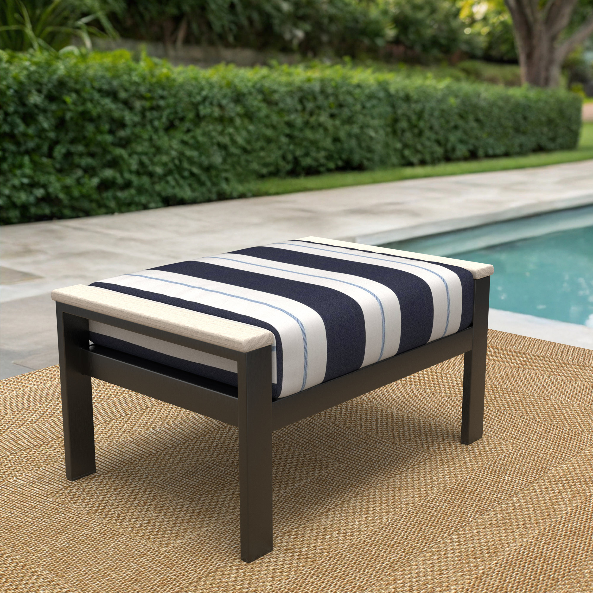 Townsend Outdoor Ottoman with Sunbrella® Cushion, Relate Harbor