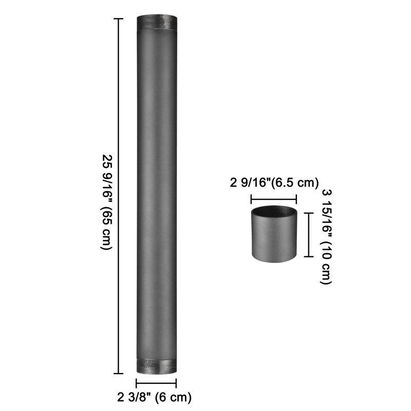 2'1" x 2.36" Cylinder Extension Pole, Black
