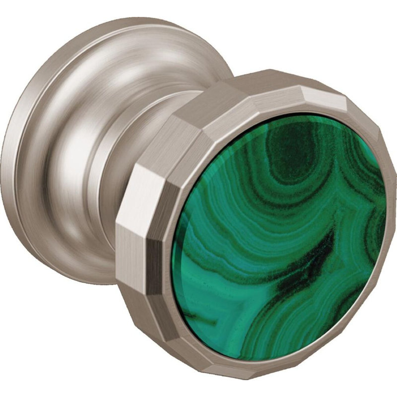 Beauclere™ Two-Handle Wall Mount Lavatory Faucet, Brilliance Luxe Nickel, Wheel Handle With Malachite