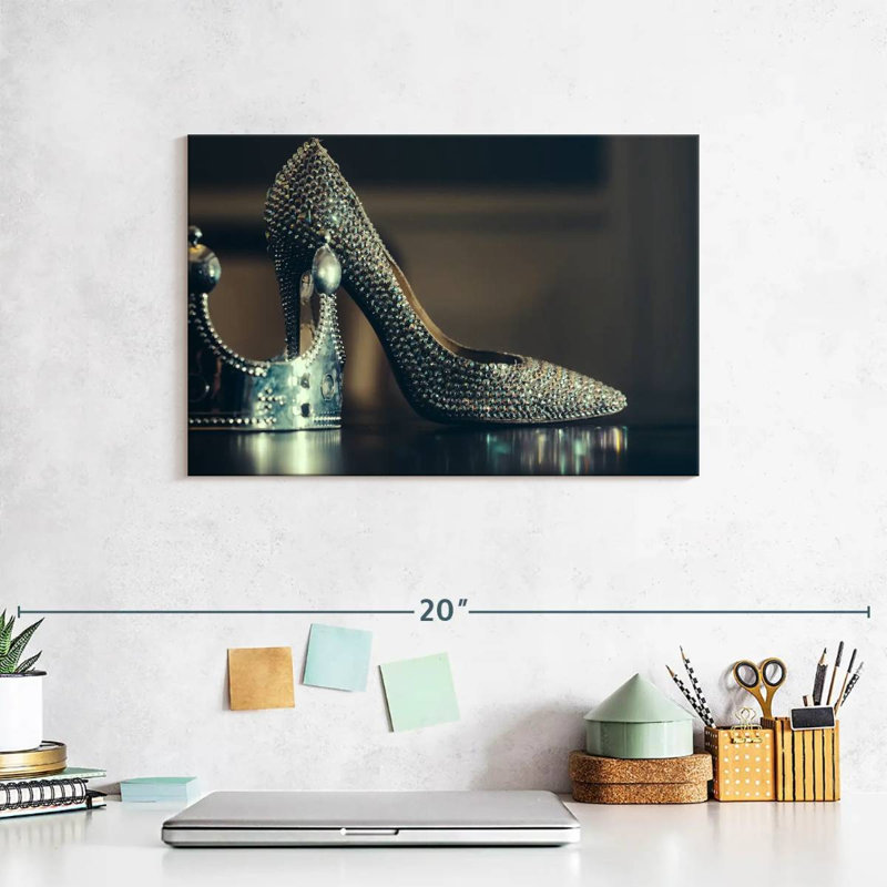 Shuttleworth Silver High Heels, 8" H x 12" W
