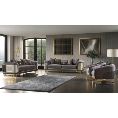 Heidy 4 - Piece Velvet Living Room Set by Everly Quinn