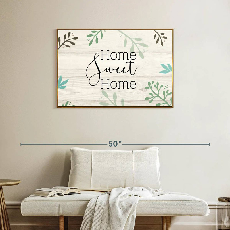 Panneau mural Home Sweet Home, Cadre flottant doré, 37 po x 25 po