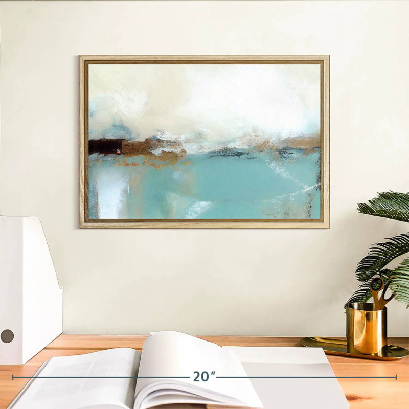 Giard Foggy Morning, 13" X 9", Floating Frame Natural Wood