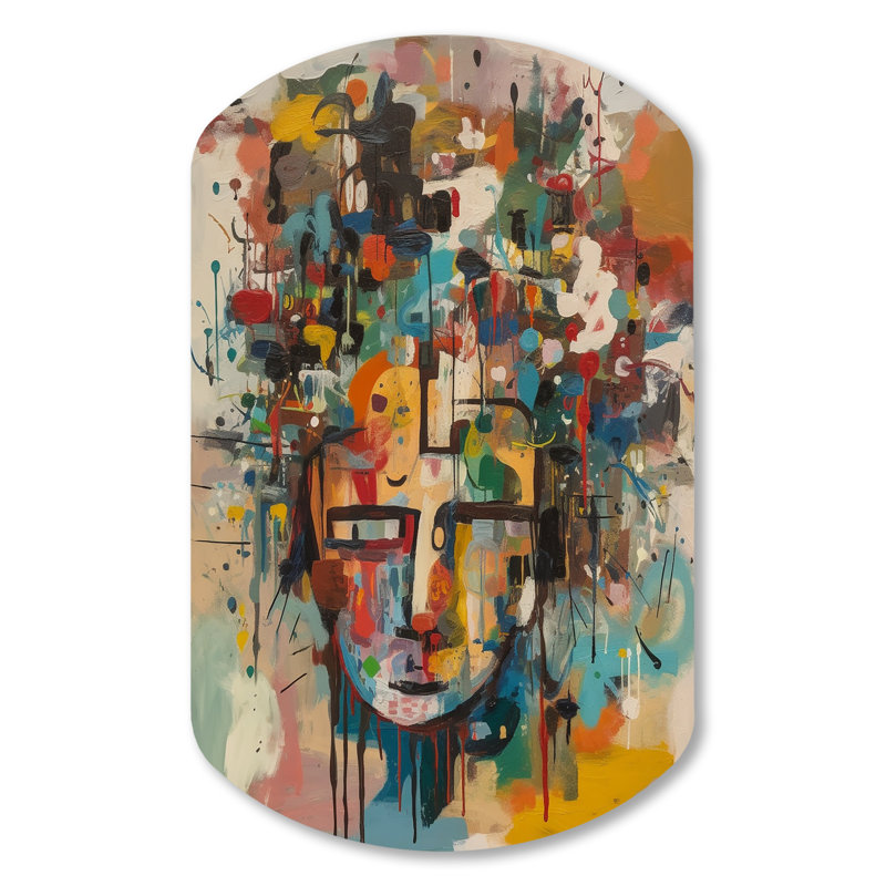 «Abstract Face Portrait II», art mural abstrait à encre liquide asymétrique, sculpture murale en métal Freeform