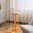 Acrylic Side Table, End Table Round Top With Solid Post For Living Room, Bedroom, Balcony, Easy Assembly(Pedestal, Orange) -1372417018