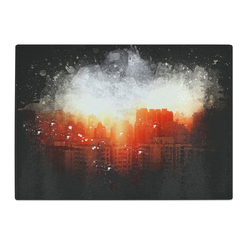 Tempered Glass Beijing Skyline at Sunset Chopping Board, 28.5 cm x 39 cm