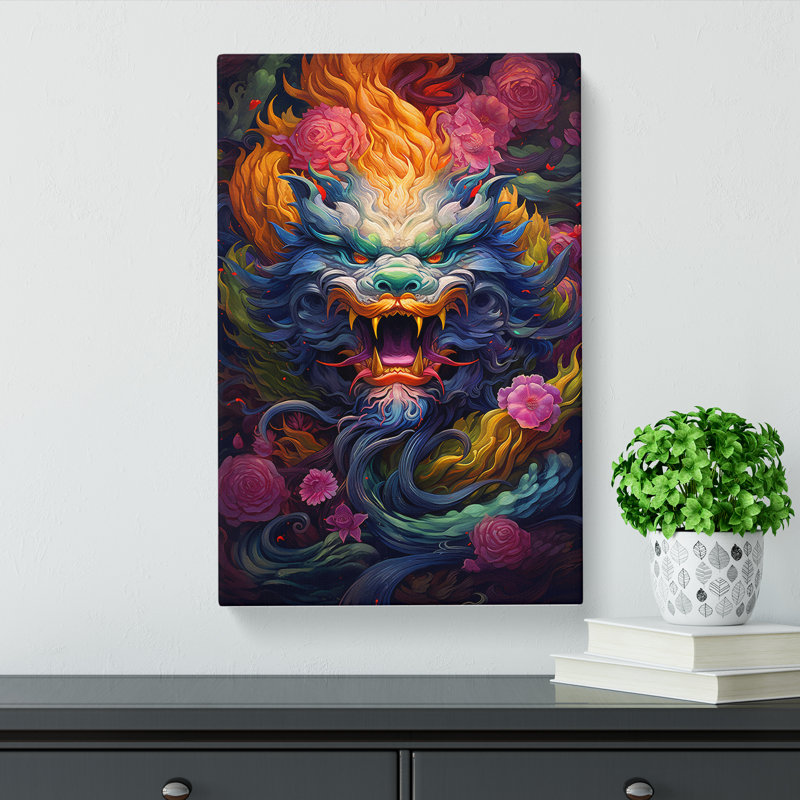 Chinese Dragon Colour Field Art - Wrapped Canvas, 50cm H x 35cm W x 3cm D