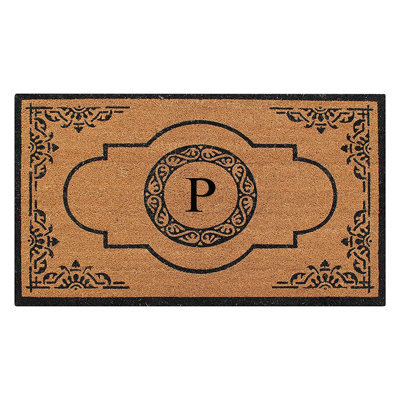 Issac Natural Coir and PVC Backing 36" X 72" Double Door Mat Outdoor Entrance Monogrammed Doormat 