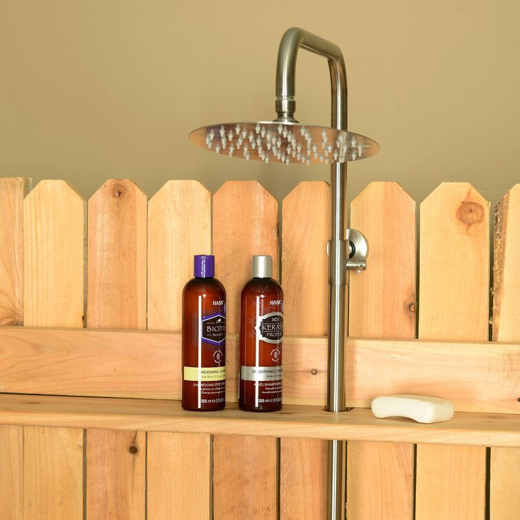 Outdoor Cedar Shower Caddy , Rustic Style Exterior Shower Storage 