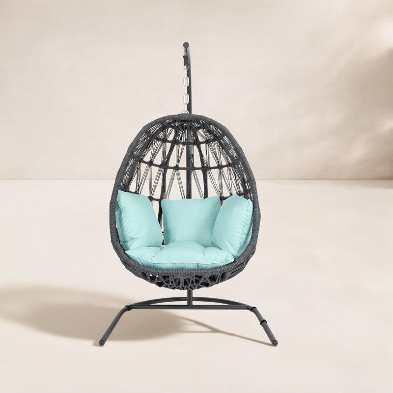 Milano Hanging Chair, Dupione Celeste Sunbrella®, Slate