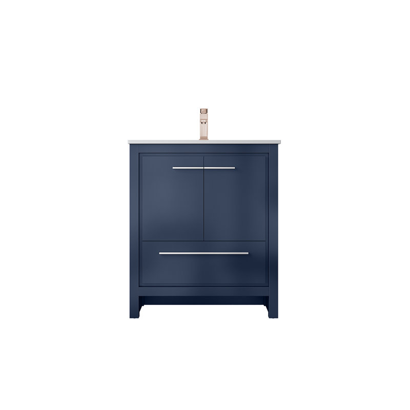 Lafarre 30 in W x 20 in D Single Bath Vanity and Faucet Set, Navy Blue, White Quartz
