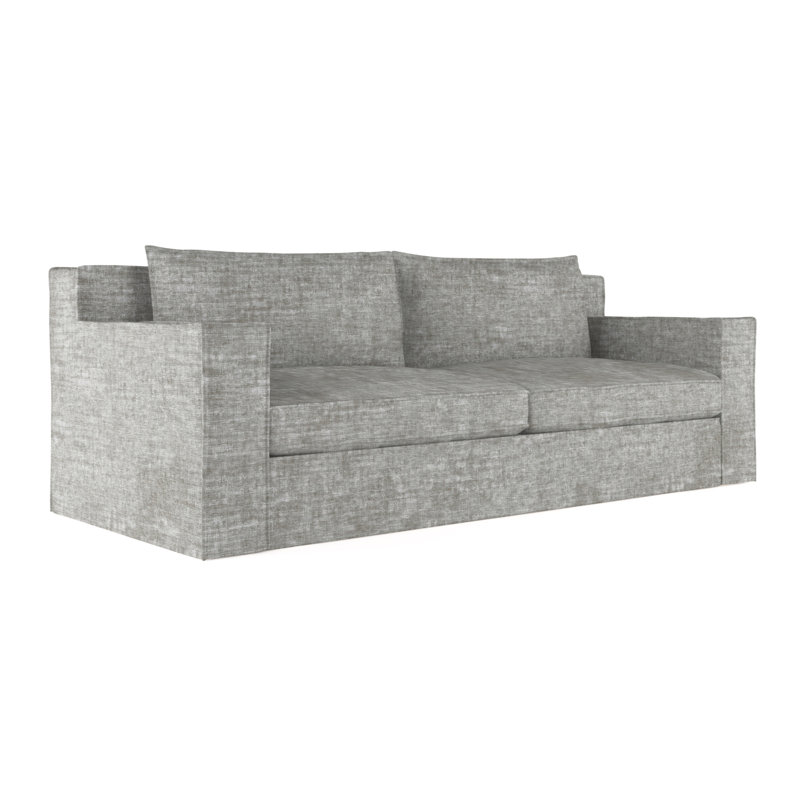 Mulberry Square Track-Arm Sofa with Flange Seam, 33" H x 96" W x 45" D, Crushed Velvet Silver Streak, Dark Brown