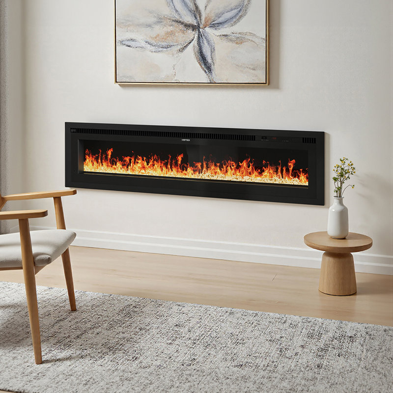 Symple Stuff Black Electric Fireplace with 5120 BTU, 45cm H x 152.4cm W x 14cm D