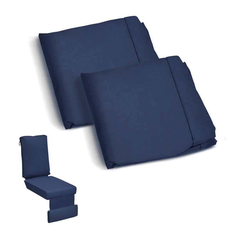 2Pcs Outdoor Chaise Lounge Cushion Cover,Only Covers, Navy