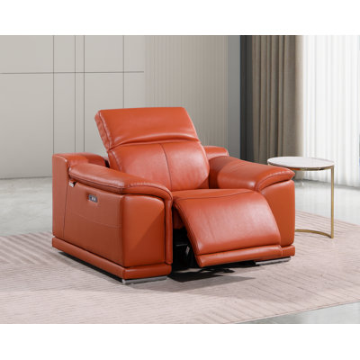 Fauteuil inclinable électrique en cuir italien à grain supérieur avec appui-tête électrique