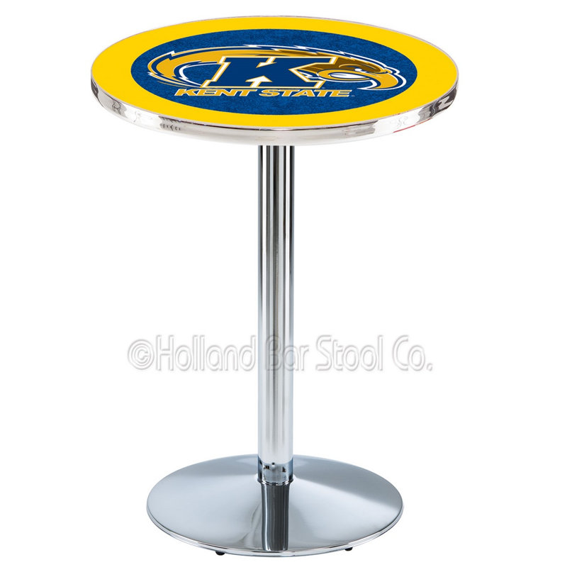Round Metal Base Dining Table, Chrome, West Virginia University