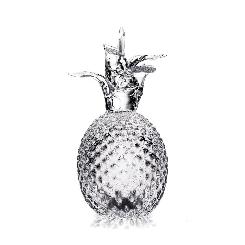 Handmade Glass Pineapple Figurine, 7.75" H x 4.25" W x 4.25" D