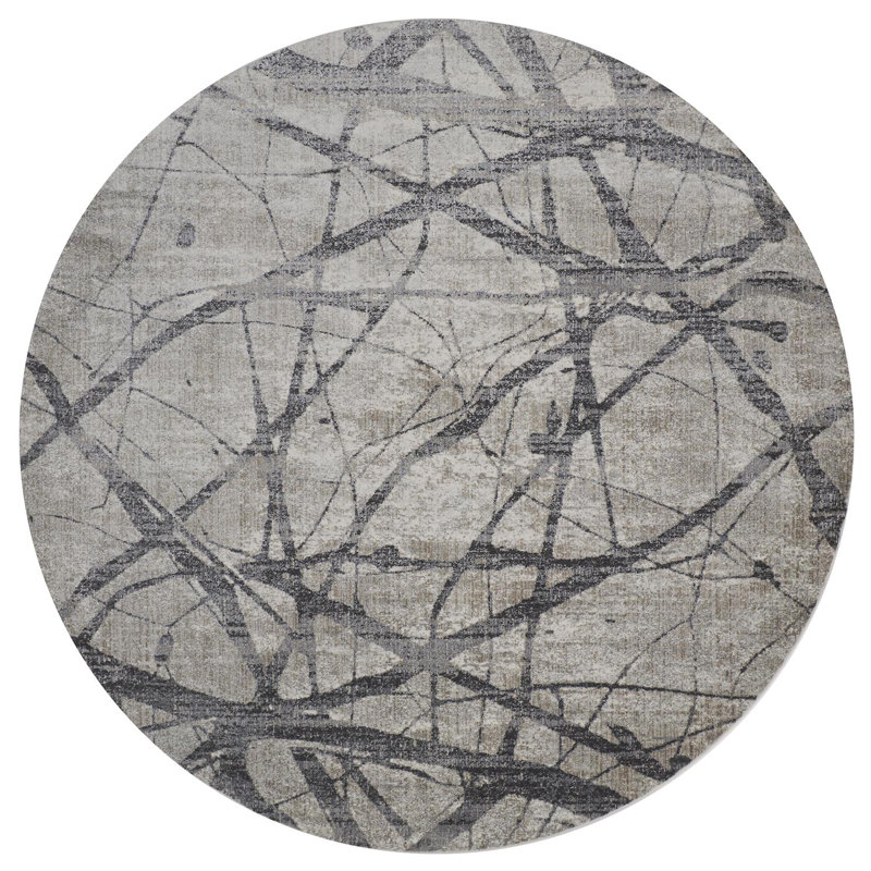 Tapis gris anthracite / gris Costigan, Rond 8 pi 9 po