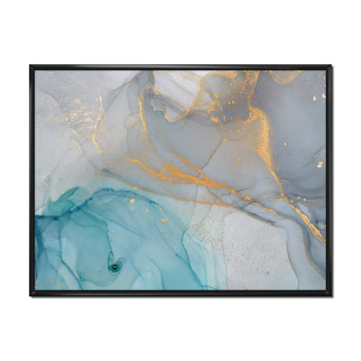 " Turquoise And Blue Liquid Ink "