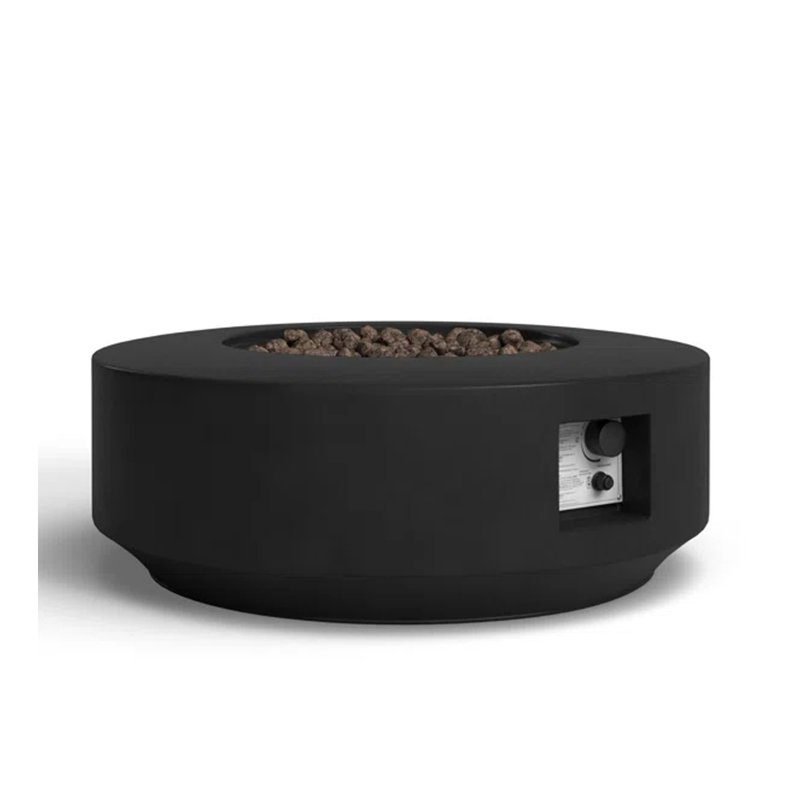Foyer de table d'extérieur au gaz propane en béton renforcé de fibre H 11 po x l 30 po avec couvercle