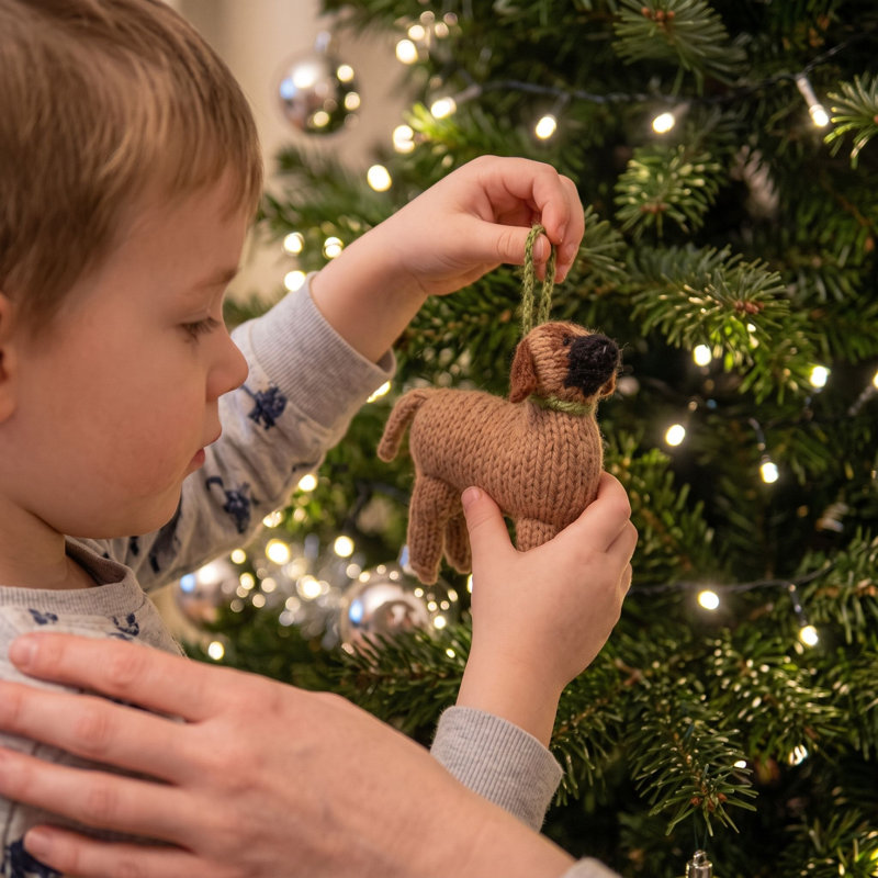 Hand Knit Alpaca Christmas Ornament Bullmastiff Dog Hanging figurine