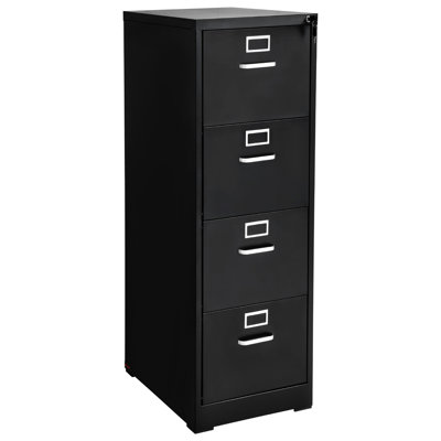 4 Drawer Vertical Metal Filing Storage Cabinet, Lock Included, Adjustable Rod For Hanging A4/Letter Folders, Construction, Stable Design A4/Letter/Legal Files, High - Strength Tracks, Construction