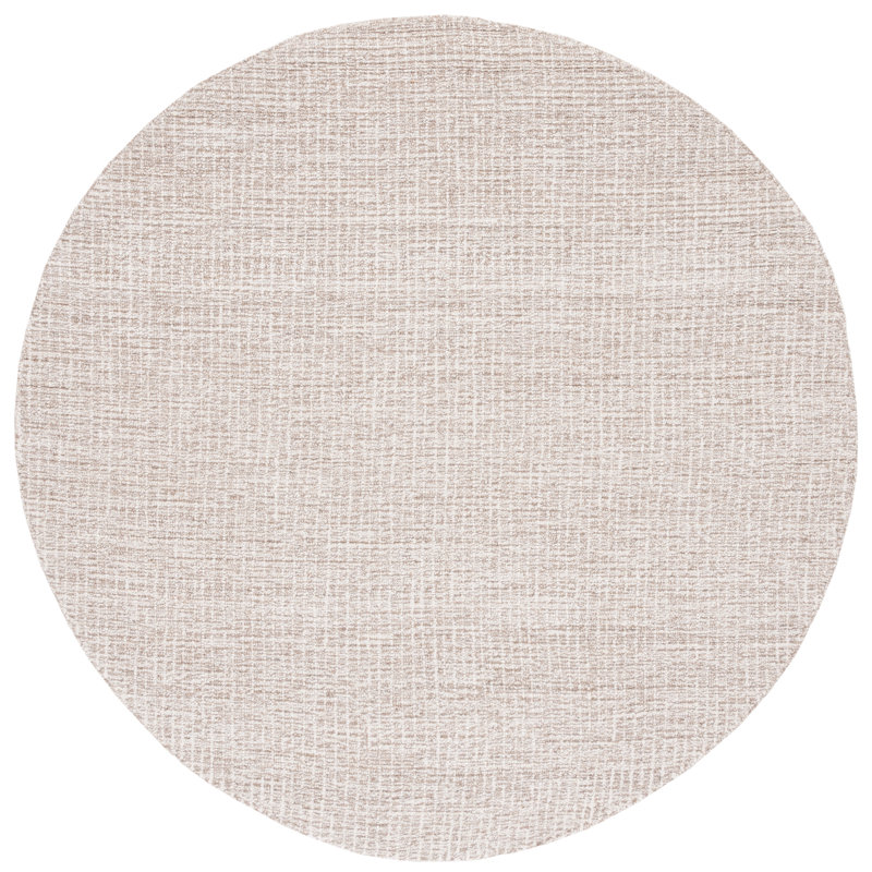 Eliesha Handmade Tufted Wool Ivory/Grey Area Rug, Round 183cm