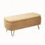 Banc de rangement moderne en fausse fourrure de chameau avec pieds dorés, parfait pour le lit et le vestibule, alliant style et fonctionnalité.