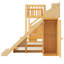 Lit superposé simple au dessus d'un lit double avec escalier de rangement, tablette, glissade et garde-robe, naturel et espresso-2024232870