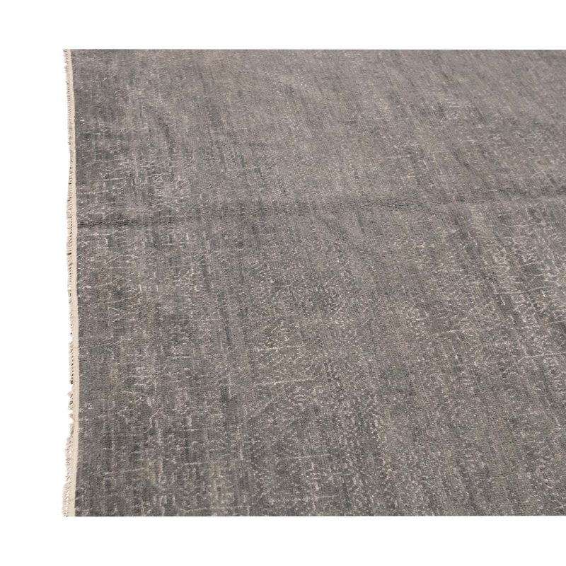 Tapis gris / ivoire en laine tissé à la main 11 pi 9 po x 17 pi 7 po