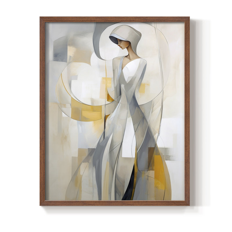WOMEN Series Cxxxi - reproduction encadrée de qualité supérieure - prête à être accrochée - aucun clou requis, Noyer