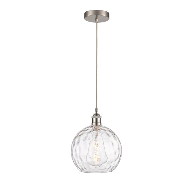 Luminaire suspendu simple à 1 lumière Ralph, H 12,75 po x l 10 po x P 10 po, Nickel satiné brossé