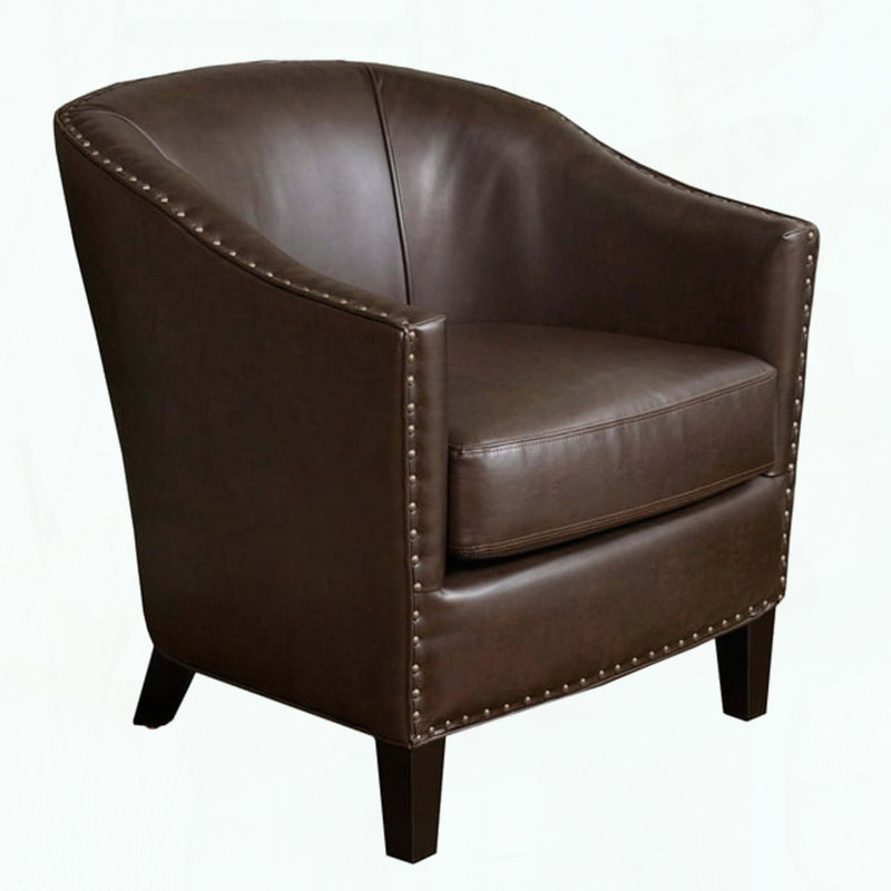 Fauteuil club en cuir reconstitué brun
