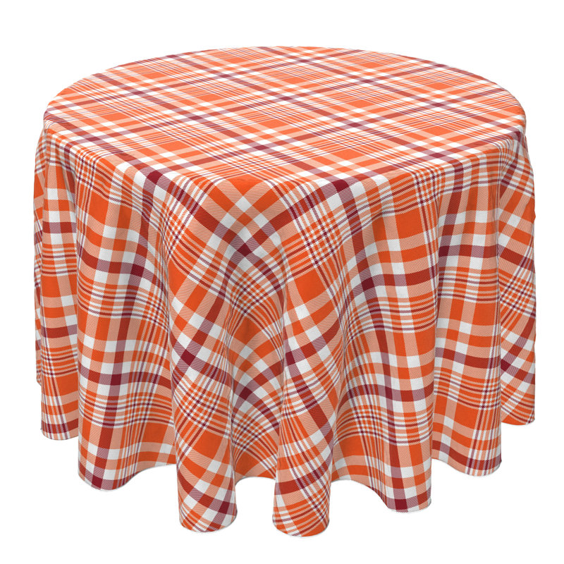 Round Plaid Cotton Tablecloth